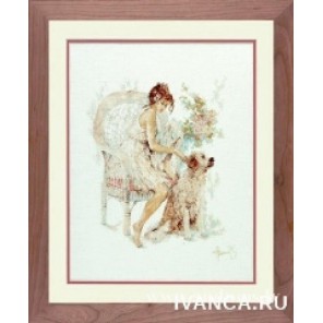  Girl In Chair With Dog Набор для вышивания Lanarte PN-0007951