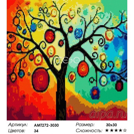 Сложность и количество цветов Дерево богатства Алмазная мозаика на твердой основе Iteso