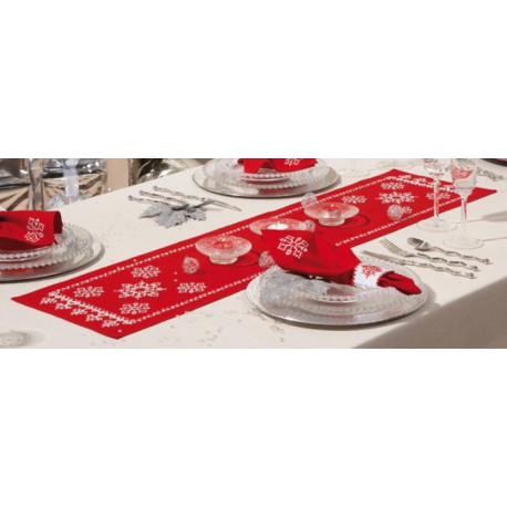 Красные рождественские снежинки Набор для вышивания дорожки VERVACO