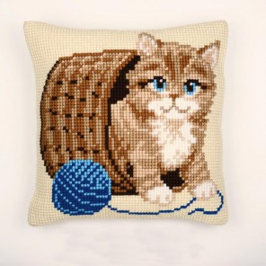 Котенок с клубком Набор для вышивания подушки VERVACO
