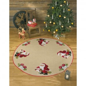 Санта и снеговик Набор для вышивания коврика под ёлку PERMIN