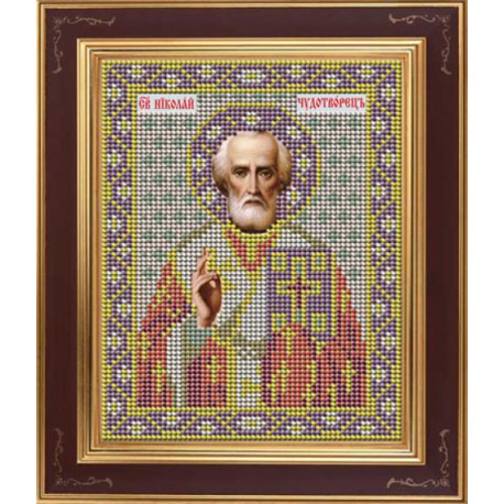 Святой Николай Чудотворец Комплект для вышивания бисером Икона GALLA COLLECTION
