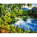 Голубое озеро Алмазная мозаика на подрамнике