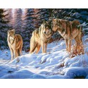 Волки в зимнем лесу Алмазная мозаика на подрамнике