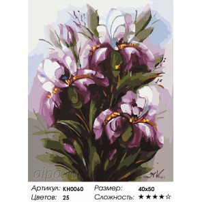 Количество цветов и сложность Ирисы Раскраска картина по номерам на холсте KH0060