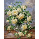 Белые розы Раскраска картина по номерам на холсте 