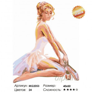  Сидящая балерина Раскраска картина по номерам на холсте MG2053