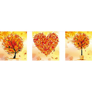  Триптих осень Алмазная частичная вышивка (мозаика) F-3090