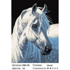  Белая лошадь Раскраска картина по номерам на холсте Белоснежка 230-CE
