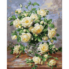  Белые розы Раскраска картина по номерам на холсте Белоснежка 373-AB