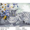 Кошка в цветах Раскраска картина по номерам на холсте