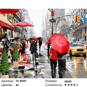  Нью-Йорк под дождем Раскраска картина по номерам на холсте ZX 20351