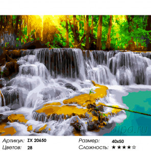 Количество цветов и сложность Тайский водопад Раскраска картина по номерам на холсте ZX 20650
