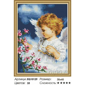 Количество цветов и сложность Ангелочек Алмазная вышивка мозаика на подрамнике  EQ10129