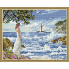  Девушка у моря Алмазная вышивка мозаика на подрамнике  EW10151