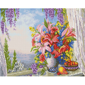  Лилии на окнеАлмазная вышивка мозаика на подрамнике  EW10172