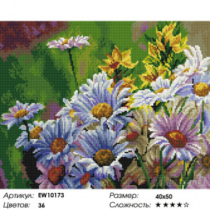 Количесвто цветов и сложность Солнечные ромашки Алмазная вышивка мозаика на подрамнике  EW10173