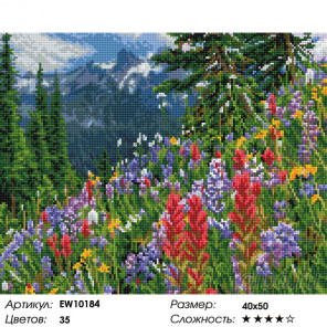 Количесвто цветов и сложность Цветы в лесу Алмазная вышивка мозаика на подрамнике  EW10184