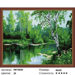  Лесное озеро Алмазная вышивка мозаика на подрамнике  EW10030