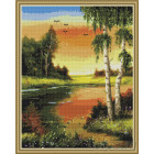  Закат на озере Алмазная вышивка мозаика на подрамнике  EW10104