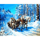  Тройка лошадей Раскраска картина по номерам на холсте MG6221