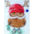  Сова в шапке Картина из шерсти Toyzy TZ-P028