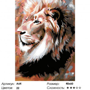  Портрет льва Раскраска картина по номерам на холсте A64
