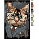 Раскладка Кот в костюме Раскраска картина по номерам на холсте A178