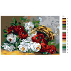 Раскладка Корзинка с розами Раскраска картина по номерам на холсте KRYM-FL003