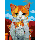  Кошка с котятами Раскраска картина по номерам на холсте A338