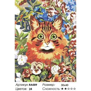  Котик в саду Раскраска картина по номерам на холсте RA009