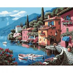 Городок у моря Раскраска по номерам акриловыми красками на холсте Menglei