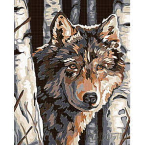 Схема Волк в лесу Алмазная вышивка мозаика E095