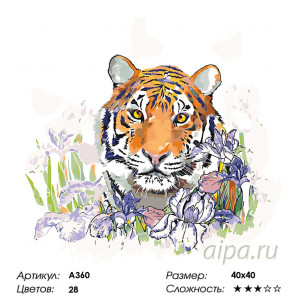  Тигрица в ирисах Раскраска по номерам на холсте Живопись по номерам A360