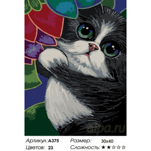 Котик в саду Раскраска по номерам на холсте Живопись по номерам A375