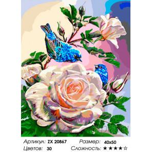 Количество цветов и сложность Птицы на розах Раскраска картина по номерам на холсте ZX 20867