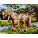 Лошадь с жеребенком Алмазная мозаика на подрамнике Painting Diamond