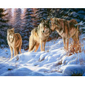 Волки в зимнем лесу Алмазная мозаика на подрамнике Painting Diamond