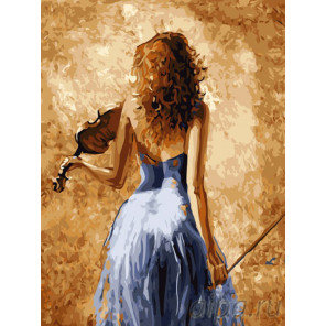  Девушка с изящной скрипкой Раскраска картина по номерам на холсте EX5881