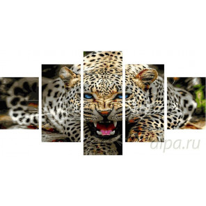  Рёв леопарда Модульная картина по номерам на холсте с подрамником WX1015