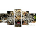 Рёв леопарда Модульная картина по номерам на холсте с подрамником