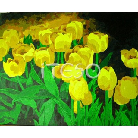 Желтые тюльпаны Раскраска по номерам акриловыми красками на холсте Iteso