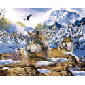 Волки в горах Алмазная картина-раскраска