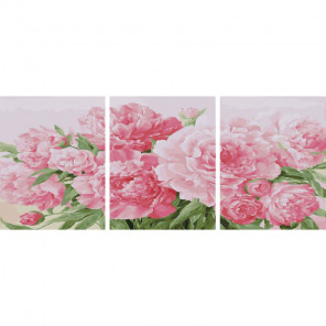  Розовые пионы Триптих Раскраска картина по номерам на холсте PX5231