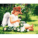 Ангел на полянке Раскраска картина по номерам на холсте