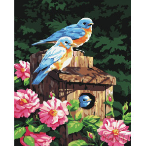  Птички в саду Раскраска картина по номерам на холсте G161