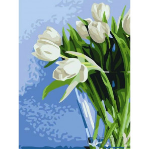  Букет белых тюльпанов Раскраска картина по номерам на холсте EX5019