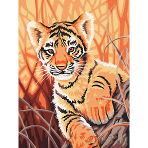  Тигренок в джунглях Раскраска картина по номерам на холсте EX5020