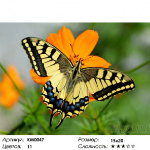 Состав набора Бабочка на цветке Алмазная частичная вышивка (мозаика) Molly KM0047