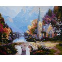 Церковь у реки Раскраска по номерам на холсте Worad Art